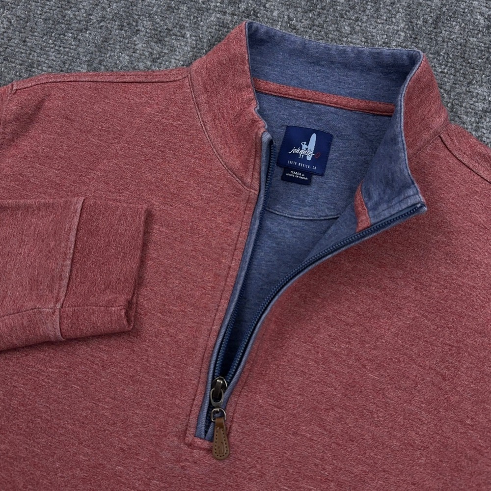 johnnie-O Sully 1/4 Zip Pullover Mens Small Malibu Red Preppy Stretch Knit Golf